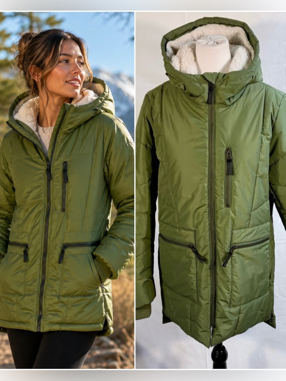 O’Neill Cheyenne Hooded Puffer Jacket Vineyard Green Women’s Size Small💚
